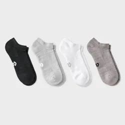 Women's Cushioned Active Practice 4pk No Show Socks - All In Motion™ White/Gray/Black 4-10: Arch Support, Knit