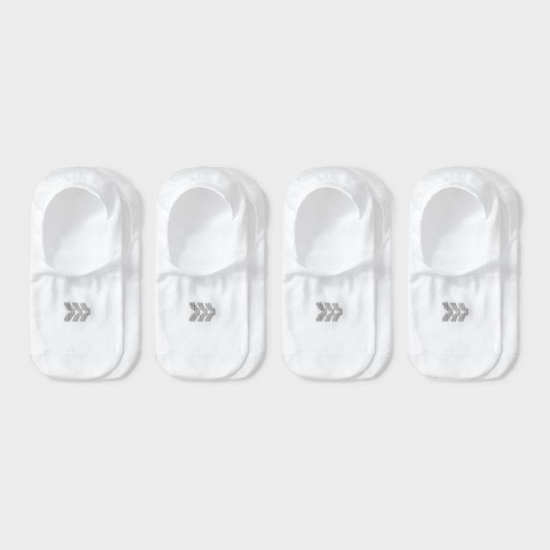 slide 1 of 3, Women's Lightweight 4pk Liner Socks - All In Motion™ White 4-10: Nylon-Spandex Blend, Tagless, Seamless Toe, Machine Washable, 4 ct