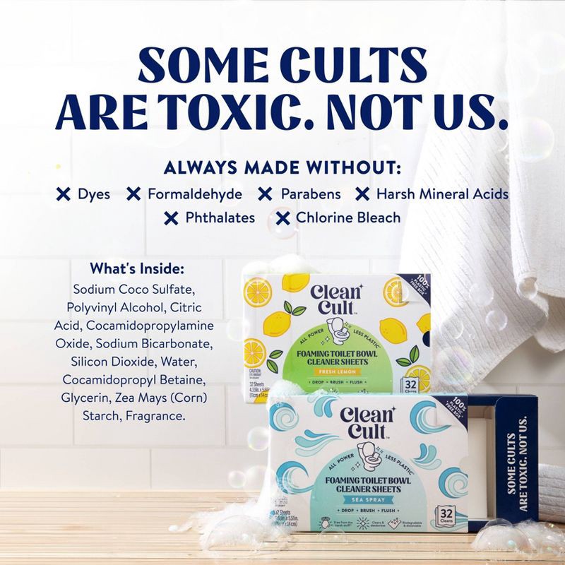 slide 5 of 9, Cleancult Toilet Bowl Cleaner Sheets - Sea Spray - 32ct, 32 ct
