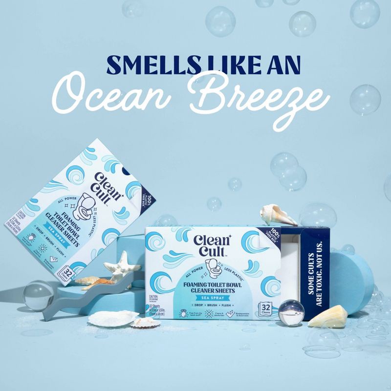 slide 7 of 9, Cleancult Toilet Bowl Cleaner Sheets - Sea Spray - 32ct, 32 ct