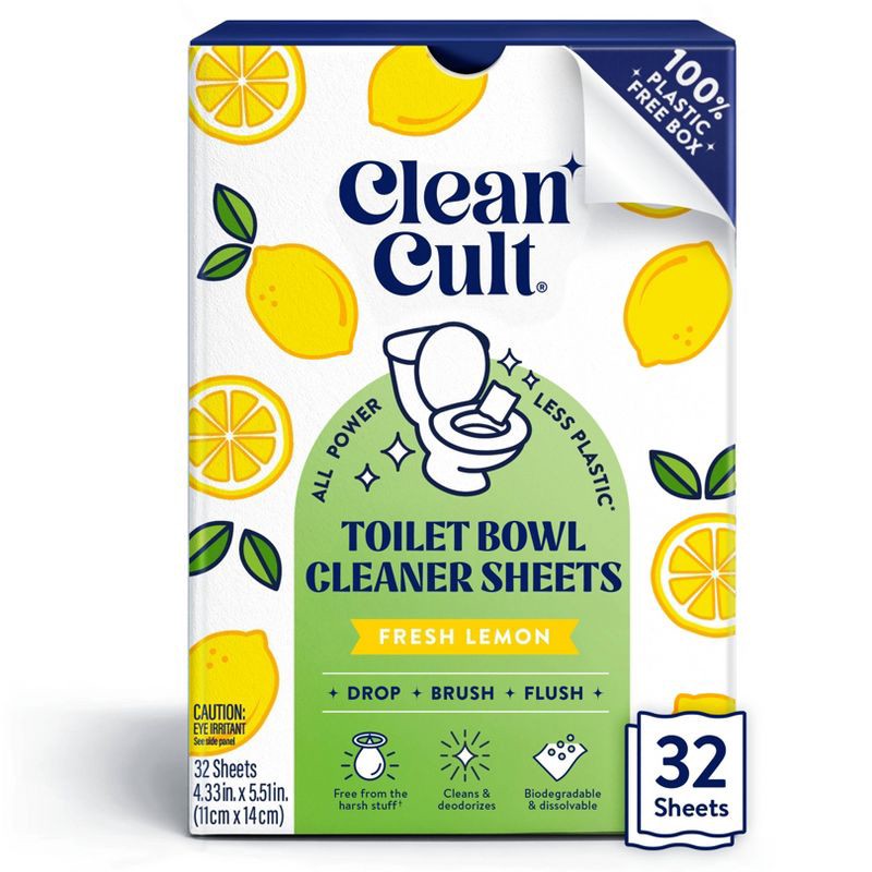 slide 1 of 9, Cleancult Toilet Bowl Cleaner Sheets - Fresh Lemon - 32ct, 32 ct