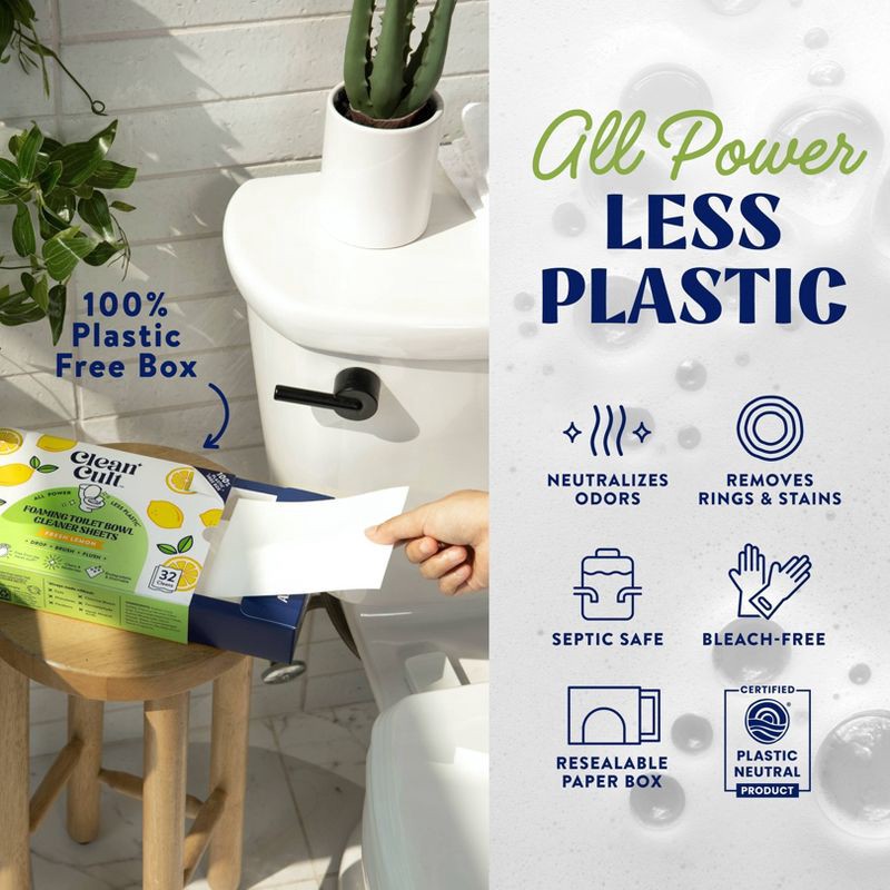 slide 3 of 9, Cleancult Toilet Bowl Cleaner Sheets - Fresh Lemon - 32ct, 32 ct
