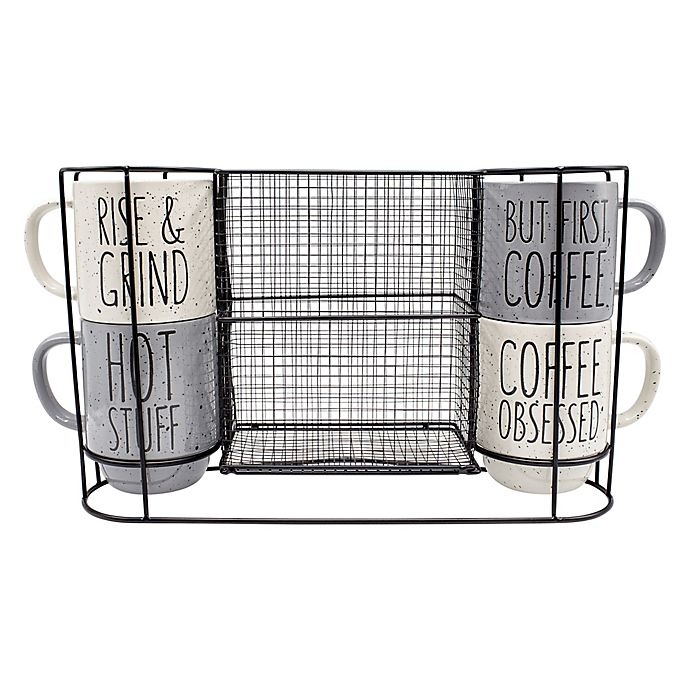 slide 1 of 1, Boston Warehouse Trading Co. Hot Stuff Stacking Mug and Rack Set, 5 ct