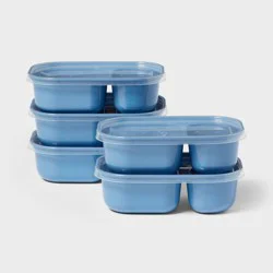 10pc (set of 5) Divided Plastic Meal Prep Food Storage Container Set Blue - Room Essentials™