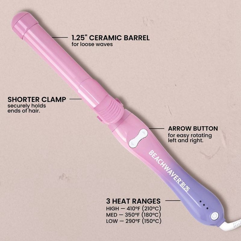 slide 5 of 8, BEACHWAVER Co. Curling Wand - Pink Sunset - 1.25", 1 ct