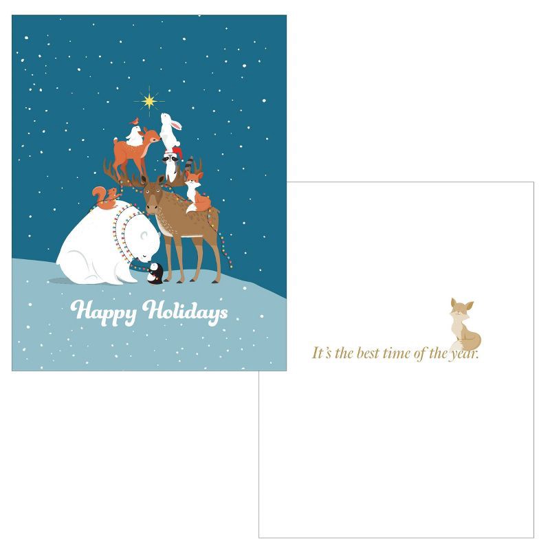 slide 2 of 3, Green Inspired 16ct Holiday Boxed Cards Animal Friends, 16 ct