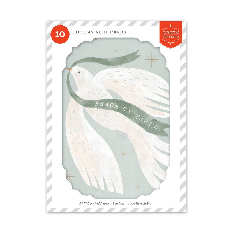 slide 1 of 3, Green Inspired 10ct Holiday Boxed Cards Peaceful Dove, 10 ct