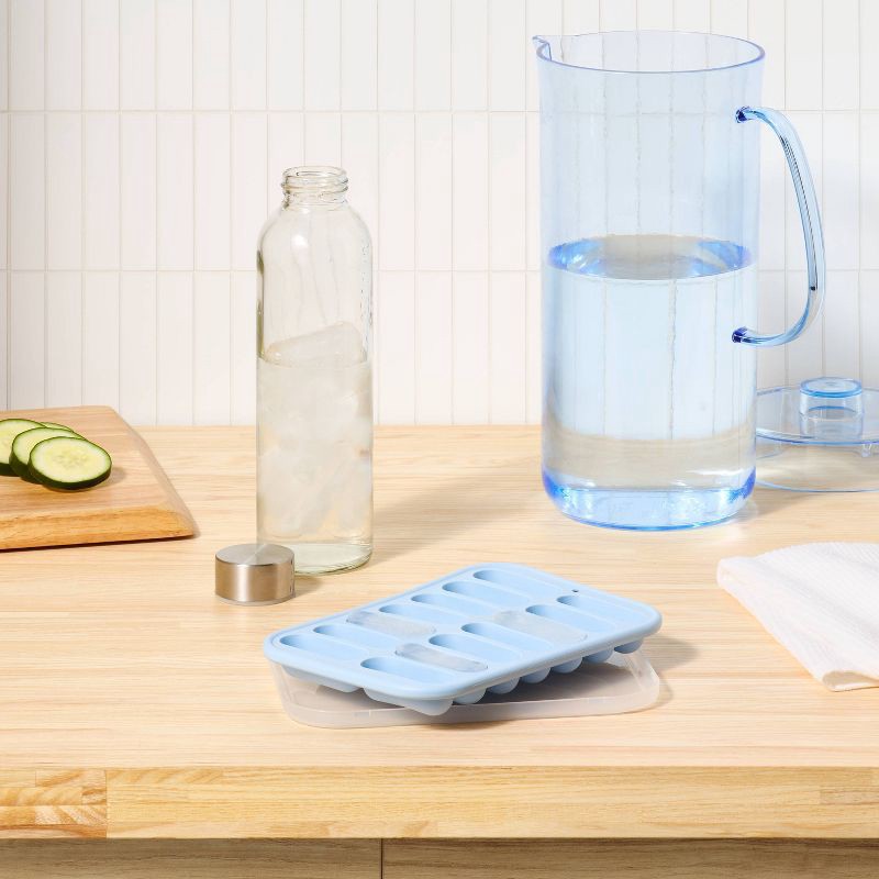 slide 2 of 3, 2pc Silicone Water Bottle Ice Cube Tray with Lid Blue - Room Essentials™, 2 ct