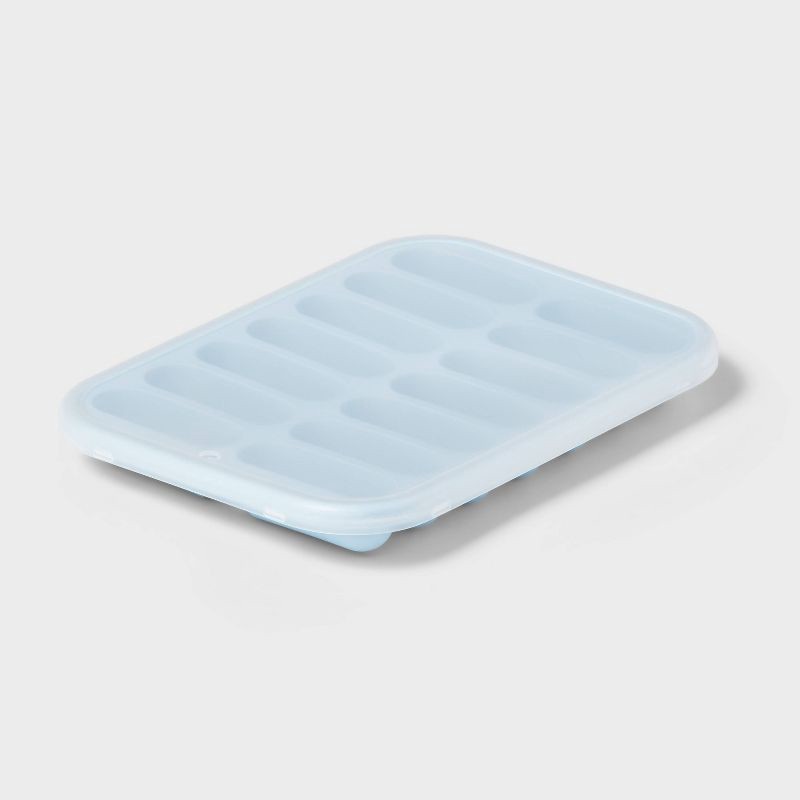 slide 1 of 3, 2pc Silicone Water Bottle Ice Cube Tray with Lid Blue - Room Essentials™, 2 ct