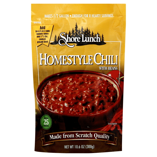 slide 1 of 1, Shore Lunch Homestyle Chili with Beans Mix, 10.6 oz