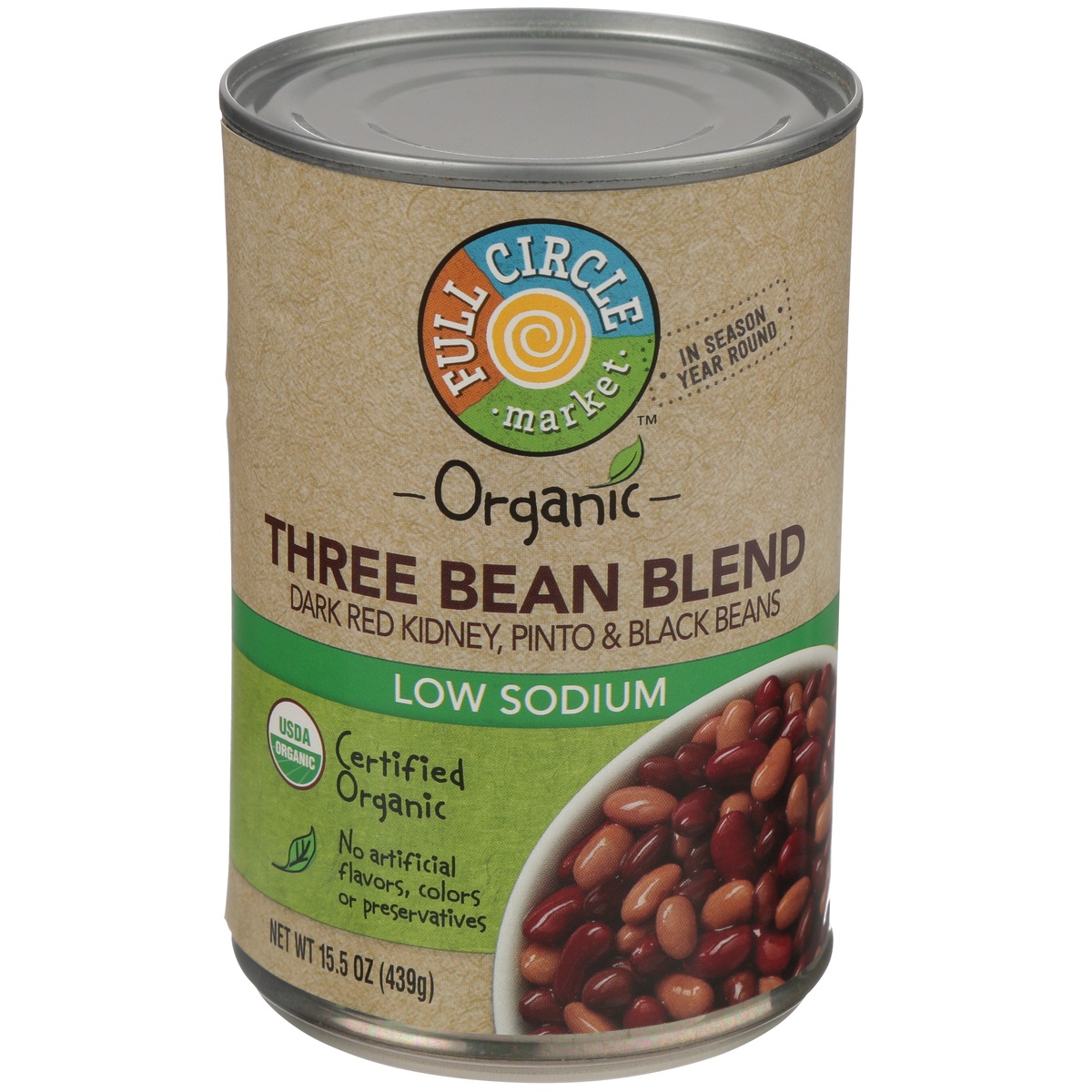 slide 1 of 1, Full Circle Low Sodium Three Bean Blend, 15.5 oz