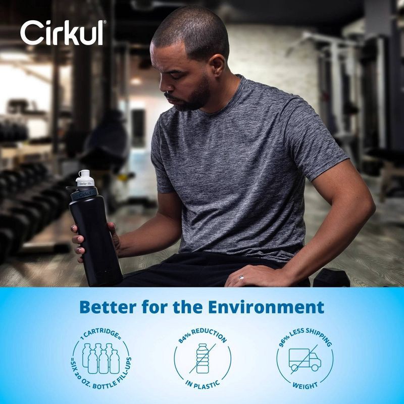 slide 7 of 7, Cirkul Matte Black Bottle with Black Lid and 2 Flavor Cartridges (LifeSip Blueberry Grape and GoSip Kiwi Berry) - 32oz, 32 oz