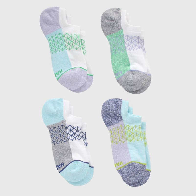 slide 2 of 3, Hanes Women's Absolute Active 4pk Super No Show Socks - Gray/Green 5-9: Cushioned, Arch Support, Seamless Toe, 4 ct