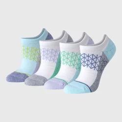 Hanes Women's Absolute Active 4pk Super No Show Socks - Gray/Green 5-9: Cushioned, Arch Support, Seamless Toe
