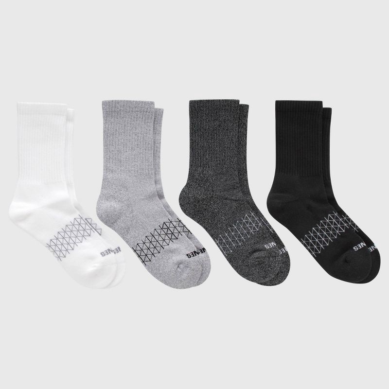slide 2 of 3, Hanes Women's Absolute Active 4pk Crew Socks - White/Gray 5-9: Cotton Blend, Arch Support, Cushioned Sole, Seamless Toe, 4 ct