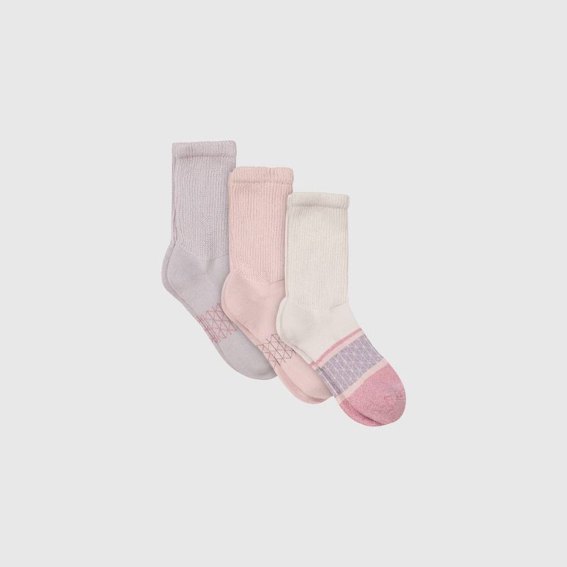 slide 5 of 8, Hanes Women's Absolute Wellness 3pk Non-Binding Crew Socks - Pink 5-9: Cushioned Sole, Seamless Toe, 3 ct