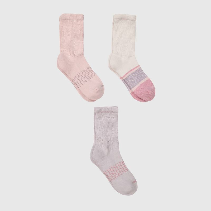 slide 6 of 8, Hanes Women's Absolute Wellness 3pk Non-Binding Crew Socks - Pink 5-9: Cushioned Sole, Seamless Toe, 3 ct