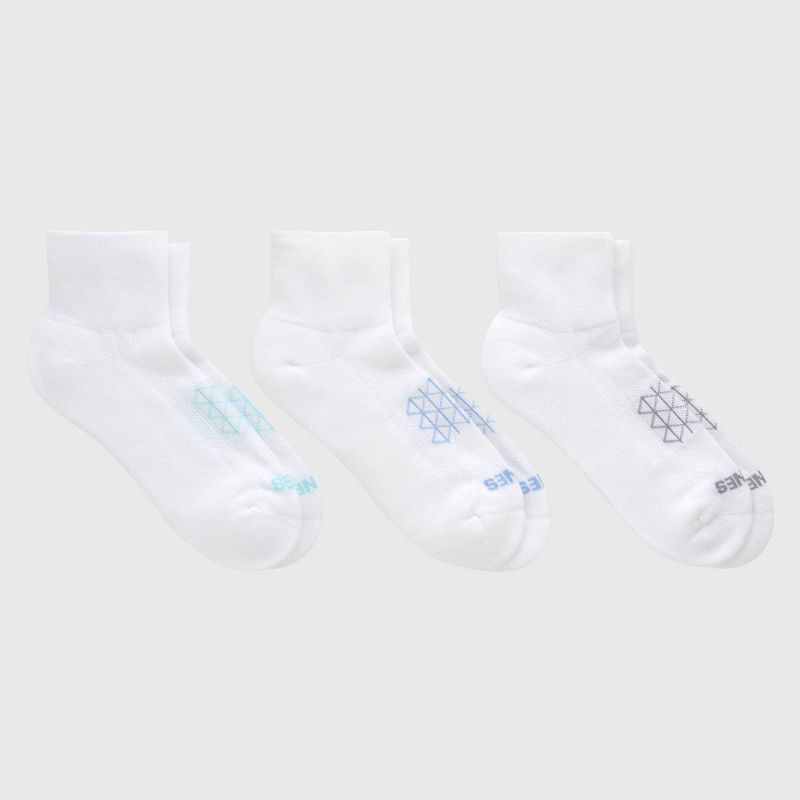 slide 2 of 5, Hanes Women's Absolute Run 3pk Ankle Socks - White 5-9: Polyester Blend, Arch Support, Cushioned Sole, Seamless Toe, Knit, 3 ct