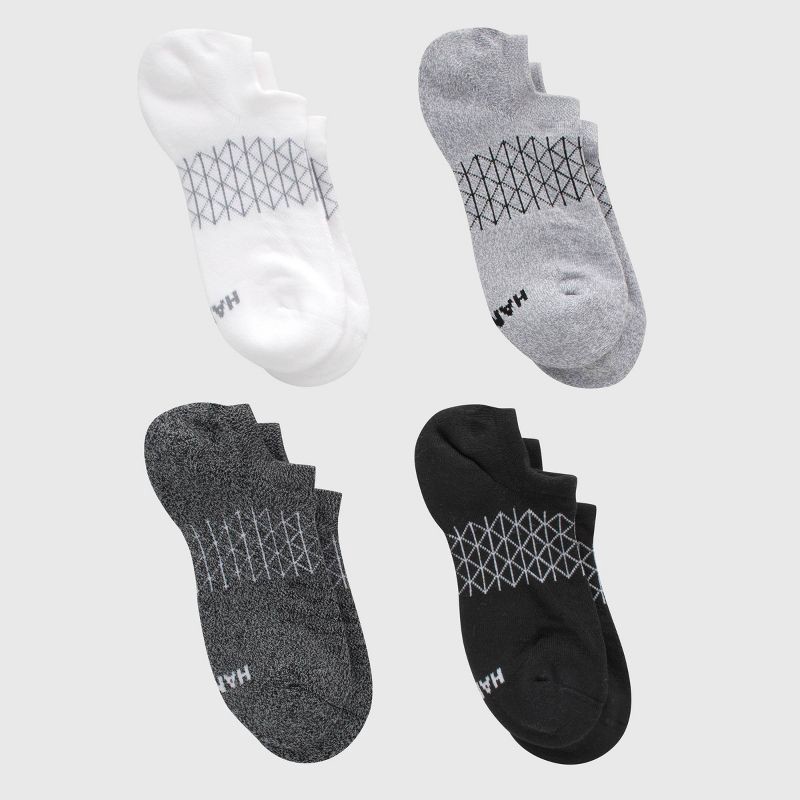 slide 2 of 3, Hanes Women's Absolute Active 4pk Super No Show Socks - White 5-9: Cotton Blend, Arch Support, Cushioned Sole, Seamless Toe, 4 ct
