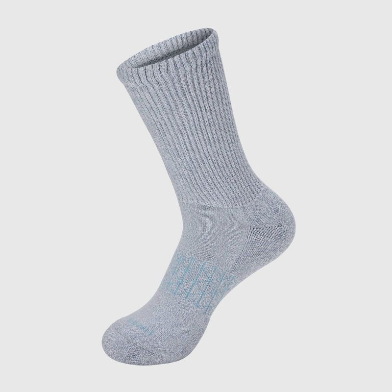 slide 3 of 8, Hanes Women's Absolute Wellness 3pk Non-Binding Crew Socks - White/Black 5-9: Cushioned, Seamless Toe, 3 ct