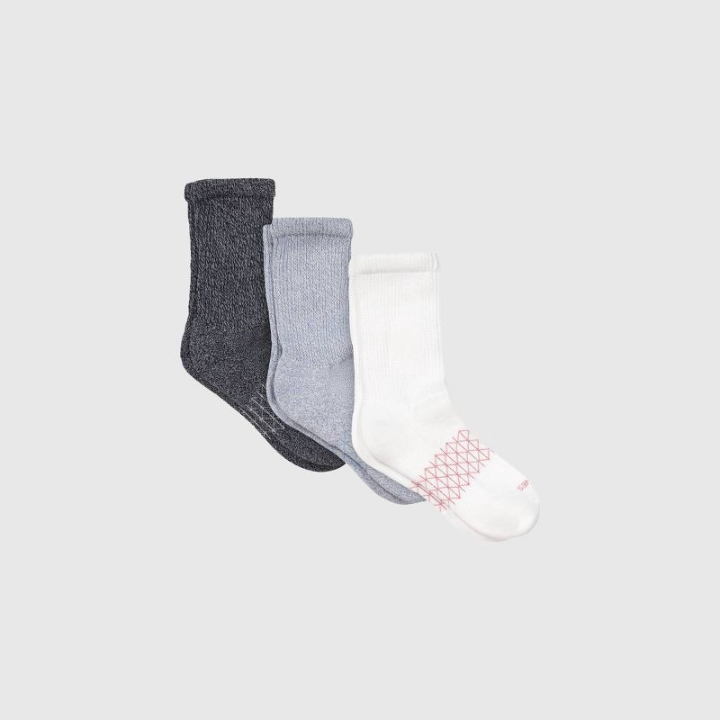 slide 5 of 8, Hanes Women's Absolute Wellness 3pk Non-Binding Crew Socks - White/Black 5-9: Cushioned, Seamless Toe, 3 ct