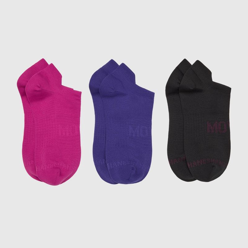 slide 3 of 4, Hanes Women's Moves Premium Seamless Stretch 3pk No Show Tab Socks - Assorted Color 5-9: Midweight Knit, Y-Heel Stitching, Arch Support, 3 ct