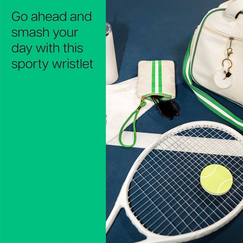 slide 3 of 6, Noted by Post-it Sport Court Green and White Striped Canvas Pouch Wristlet, 1 ct
