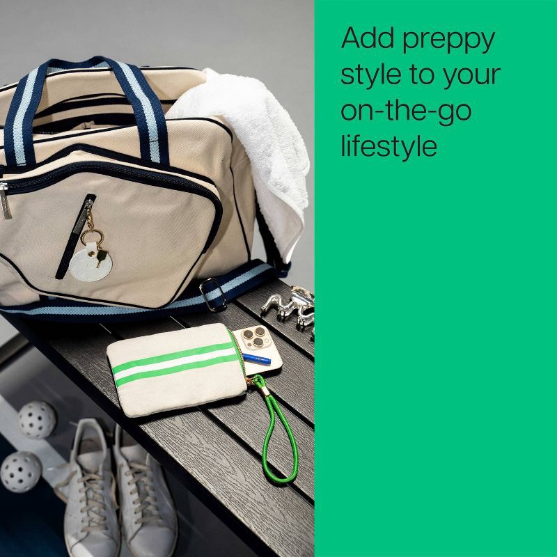 slide 5 of 6, Noted by Post-it Sport Court Green and White Striped Canvas Pouch Wristlet, 1 ct