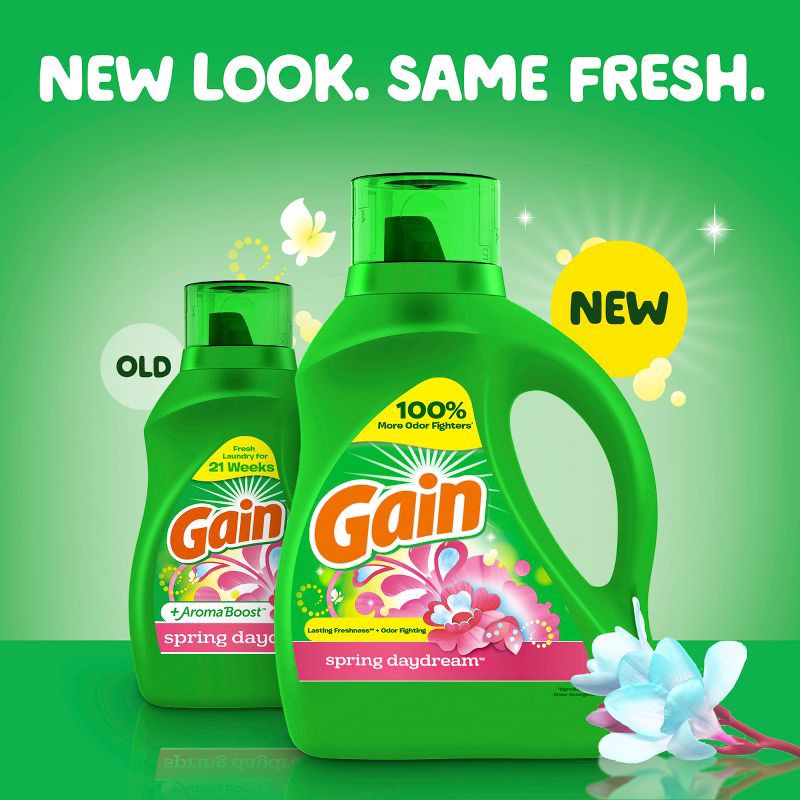 slide 2 of 12, Gain Spring Daydream HE Deep Cleaning Concentrated Liquid Laundry Detergent 100 Loads - 144 fl oz, 144 oz