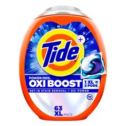 Tide Oxi Boost Power HE Deep Cleaning Concentrated Laundry Detergent Pods 63 Pacs - 93oz