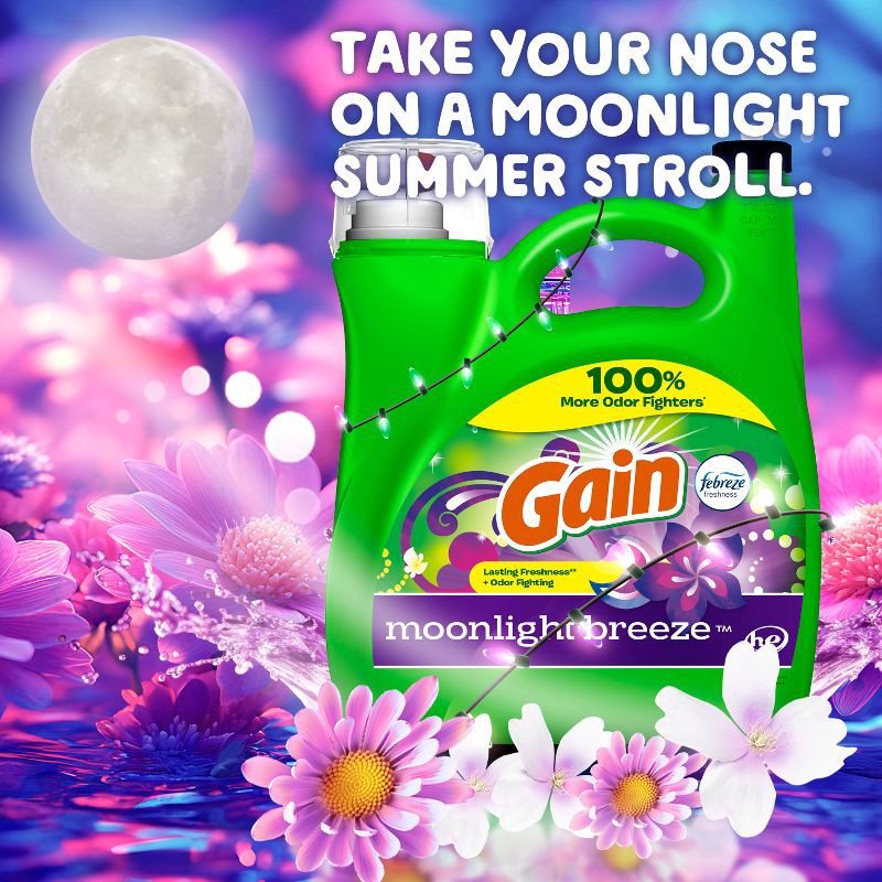 slide 5 of 13, Gain Moonlight Breeze HE Deep Cleaning Concentrated Liquid Laundry Detergent 100 Loads - 144 fl oz, 144 fl oz
