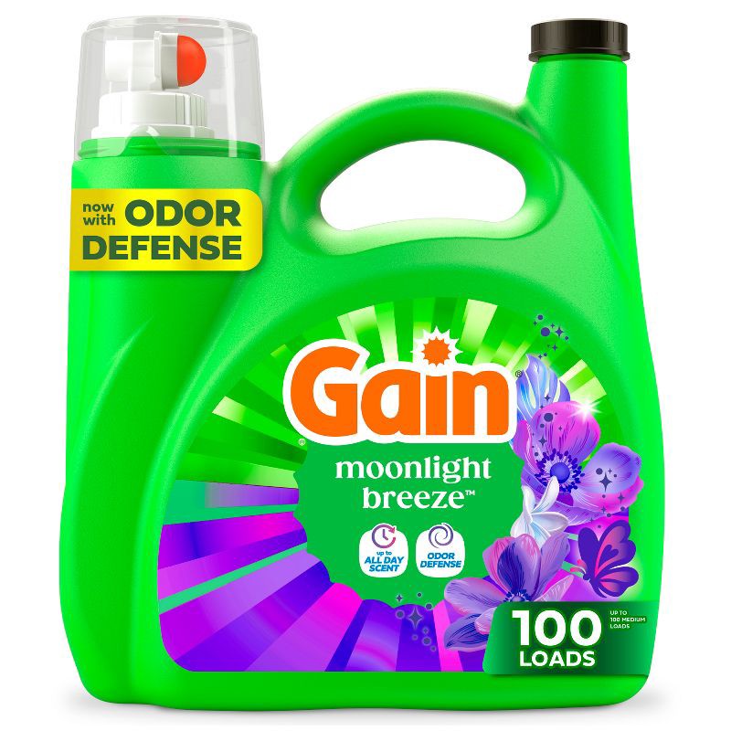 slide 1 of 13, Gain Moonlight Breeze HE Deep Cleaning Concentrated Liquid Laundry Detergent 100 Loads - 132 fl oz, 132 fl oz