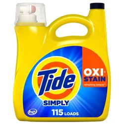 Tide Simply Oxi + Stain Refreshing Breeze HE Liquid Laundry Detergent 115 Loads - 162 fl oz