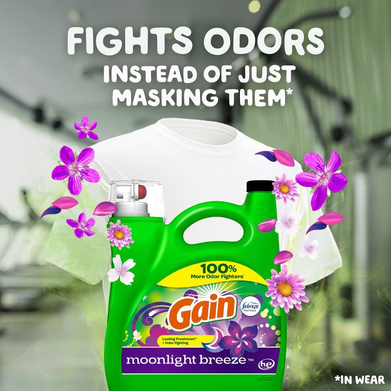 slide 2 of 13, Gain Moonlight Breeze HE Deep Cleaning Concentrated Liquid Laundry Detergent 134 Loads - 194 fl oz, 194 fl oz