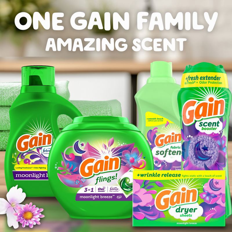 slide 8 of 13, Gain Moonlight Breeze HE Deep Cleaning Concentrated Liquid Laundry Detergent 134 Loads - 194 fl oz, 194 fl oz