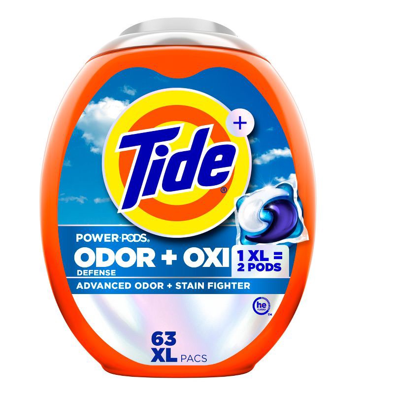 slide 1 of 10, Tide Power Pods Odor + Oxi HE Deep Cleaning Concentrated Laundry Detergent Pods 63 Pacs - 93oz, 93 oz