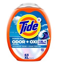Tide Power Pods Odor + Oxi HE Deep Cleaning Concentrated Laundry Detergent Pods 63 Pacs - 93oz