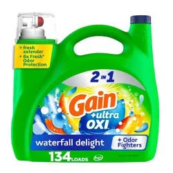 Gain + Ultra Oxi Waterfall Delight HE Deep Cleaning Concentrated Liquid Laundry Detergent 134 Loads - 194 fl oz