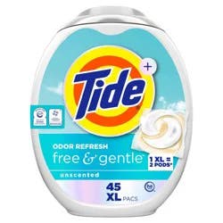 Tide Odor Refresh Free & Gentle HE Deep Cleaning Concentrated Laundry Detergent Pods 45 Pacs - 66oz