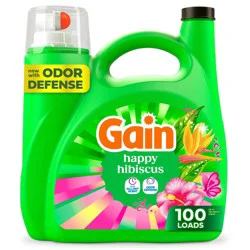 Gain Happy Hibiscus Hula HE Liquid Laundry Detergent: 132 fl oz, 100 Loads, Concentrated, Odor Control Formula