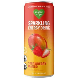 So Good So You Strawberry Mango Sparkling Organic Energy Drink - 8.4 fl oz