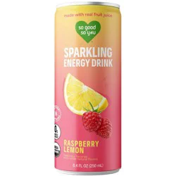 So Good So You Raspberry Lemon Sparkling Organic Energy Drink - 8.4 fl oz