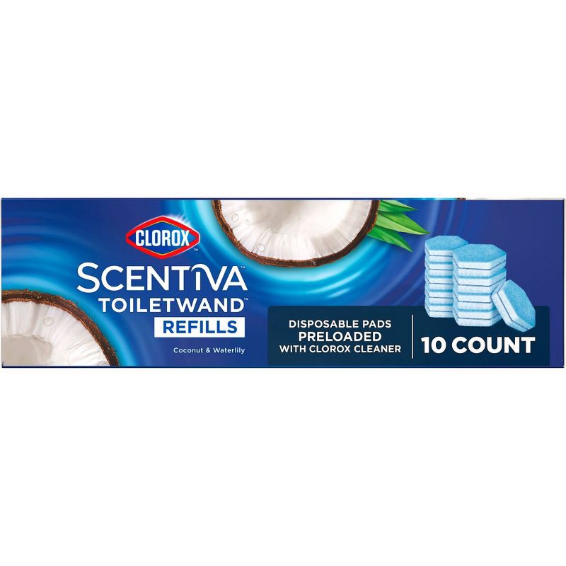 slide 12 of 17, Clorox Scentiva Coconut and Waterlily ToiletWand Pad Cleaner Refills - 10ct, 10 ct