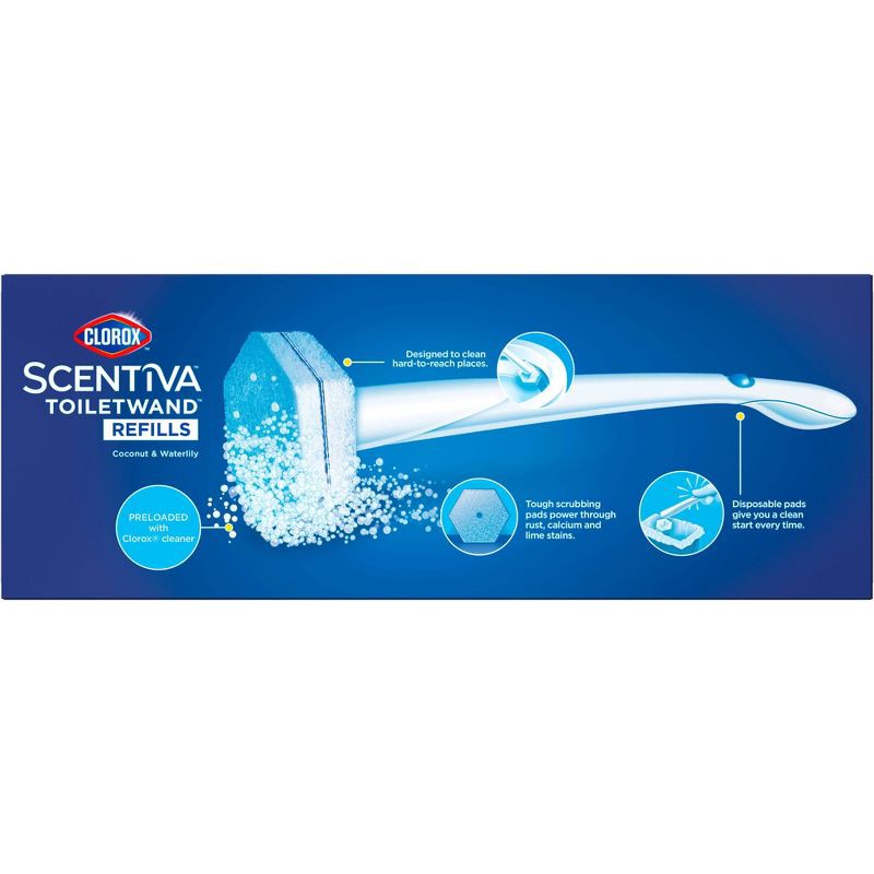 slide 13 of 17, Clorox Scentiva Coconut and Waterlily ToiletWand Pad Cleaner Refills - 10ct, 10 ct