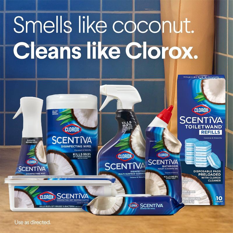 slide 10 of 17, Clorox Scentiva Coconut and Waterlily ToiletWand Pad Cleaner Refills - 10ct, 10 ct