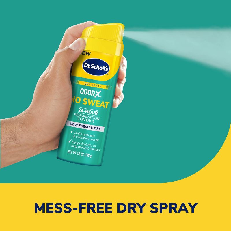 slide 6 of 8, Dr. Scholl's Odor X No Sweat Dry Foot Spray - 3.8oz, 3.8 oz