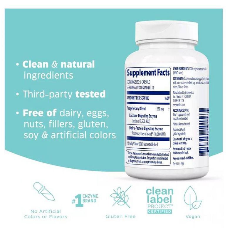 slide 6 of 9, Enzymedica Digest Gold Fast-Acting Vegan Dairy Results for Full Dairy and Lactose Relief Capsules - 30ct, 30 ct