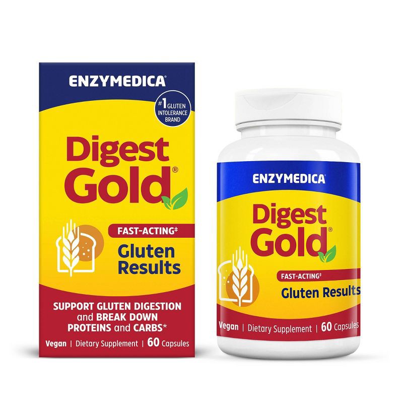 slide 2 of 10, Enzymedica Digest Gold Fast-Acting Vegan Gluten Results for Gluten Intolerance Capsules - 60ct, 60 ct