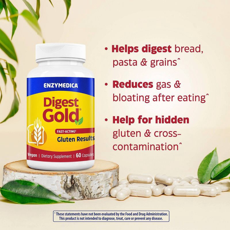 slide 6 of 10, Enzymedica Digest Gold Fast-Acting Vegan Gluten Results for Gluten Intolerance Capsules - 60ct, 60 ct