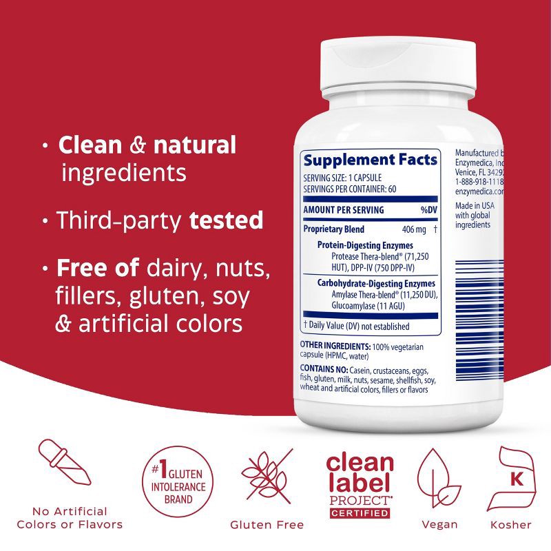 slide 7 of 10, Enzymedica Digest Gold Fast-Acting Vegan Gluten Results for Gluten Intolerance Capsules - 60ct, 60 ct